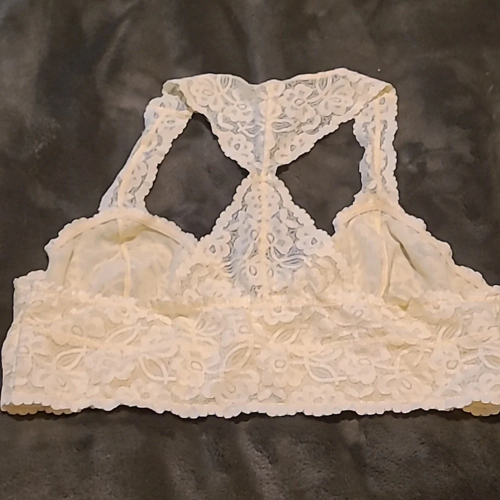 Lacy Bra Lounge Free People XL Plunge Bralette Yellow Lace - Picture 3 of 3